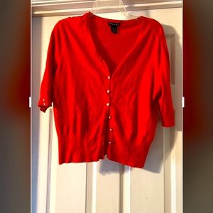 ❤️Cropped red cardigan, pearl buttons pin up short sleeve❤️